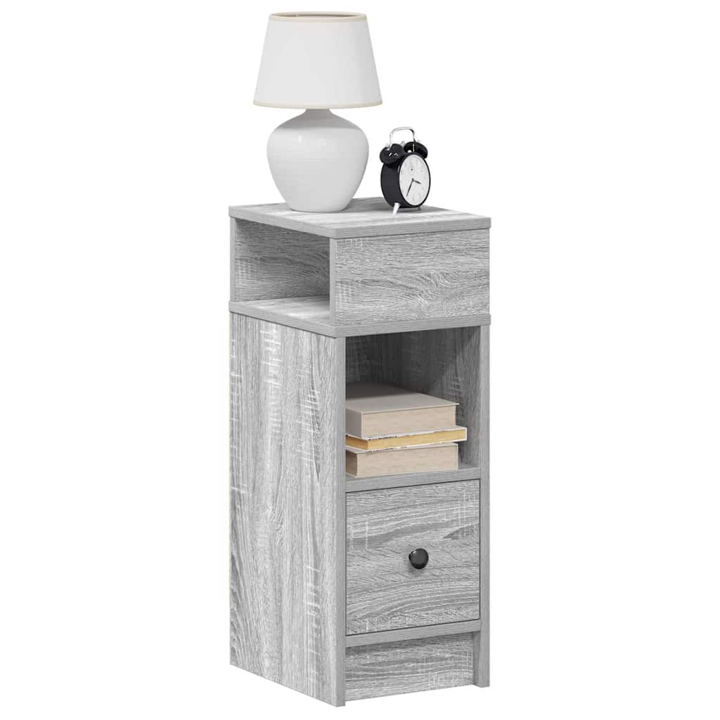 vidaXL Bedside Cabinet with Drawer Grey Sonoma 25x31x66 cm 1