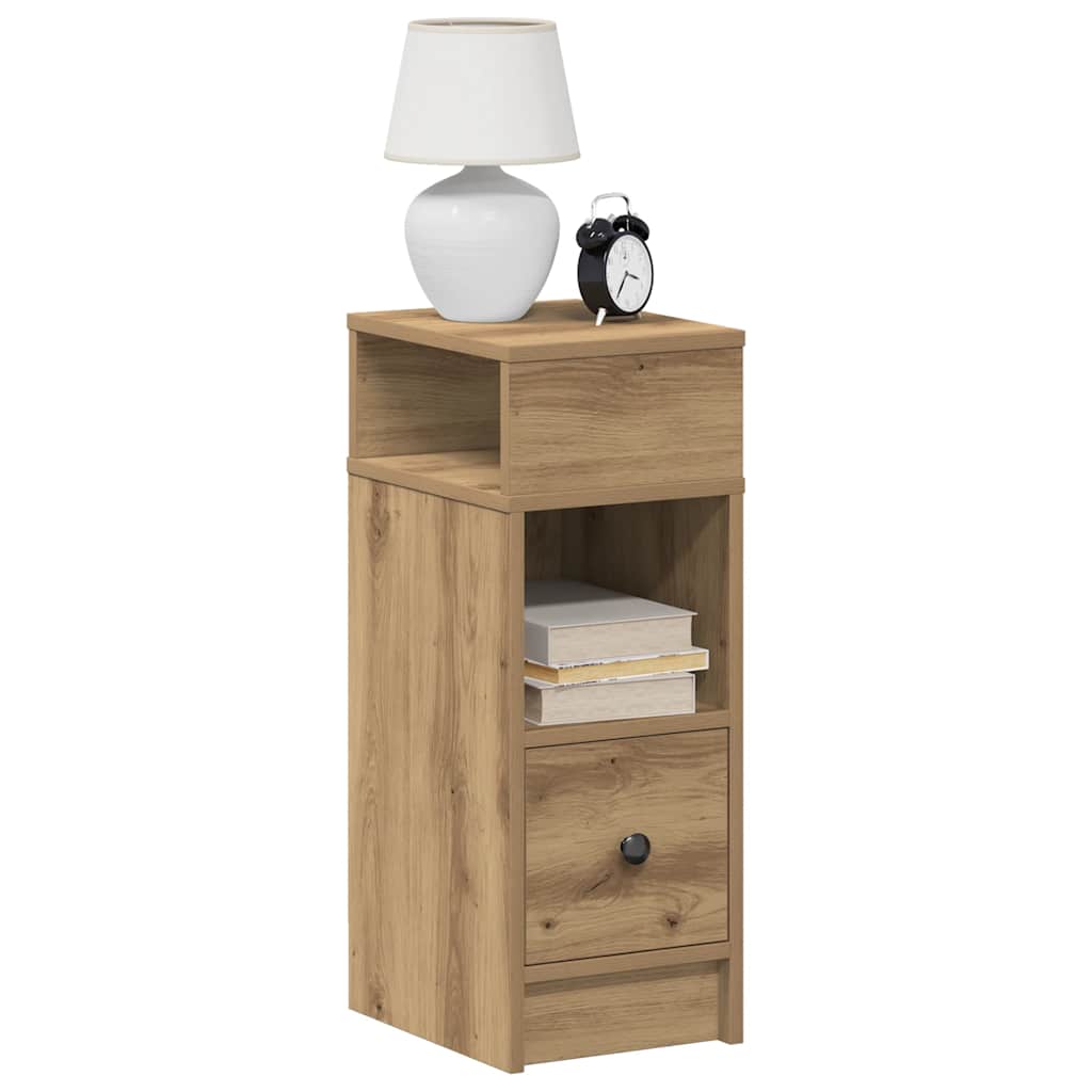 vidaXL Bedside Cabinet with Drawer Artisan Oak 25x31x66 cm 1