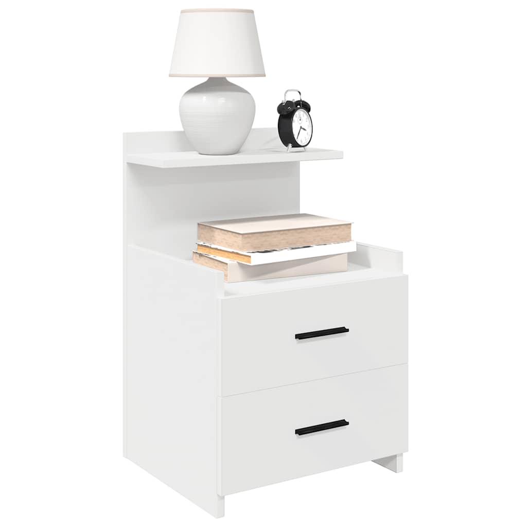 vidaXL Bedside Cabinet with 2 Drawers White 40x36.5x62 cm 1