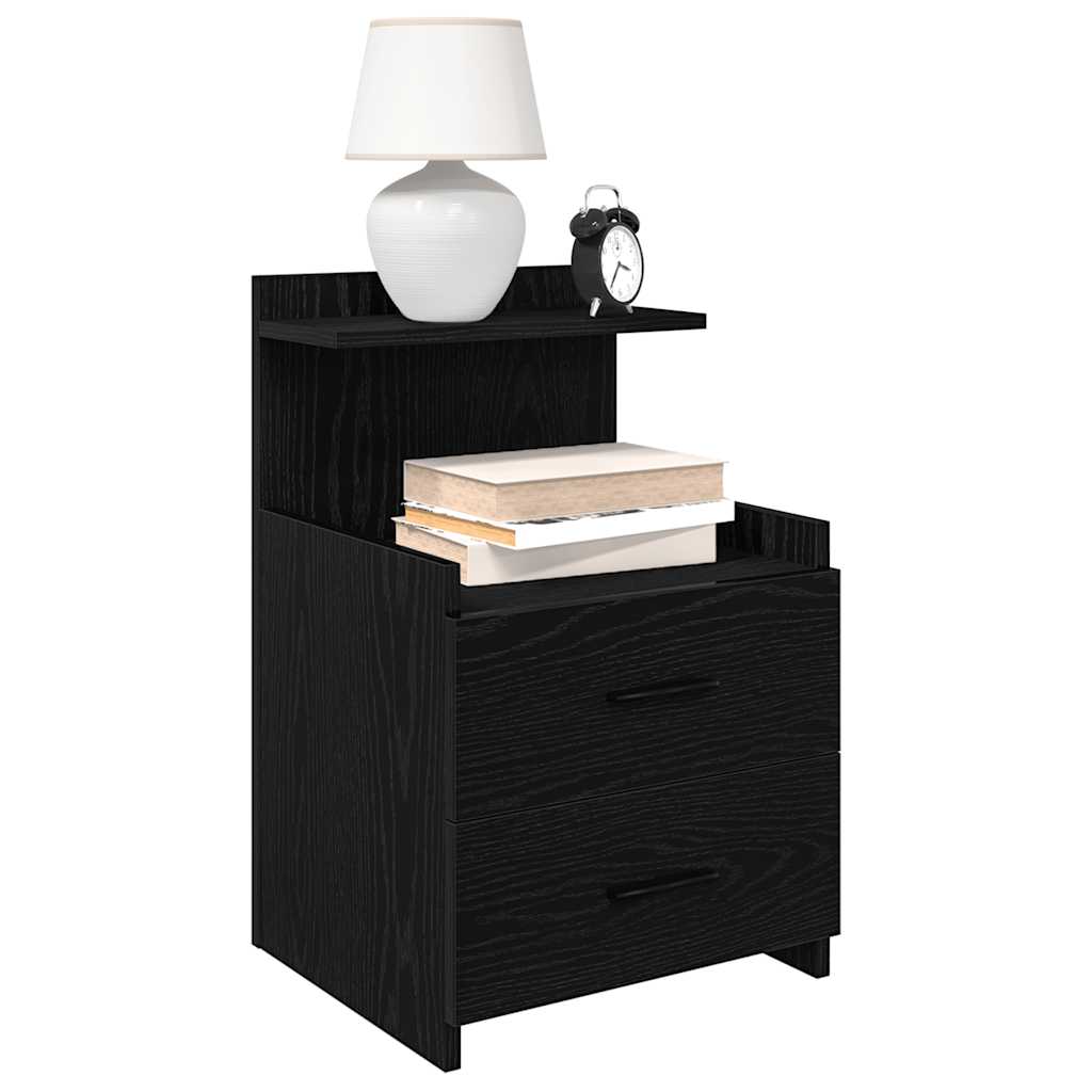 vidaXL Bedside Cabinets 2 pcs with 2 Drawers Black 40x36.5x62 cm 1