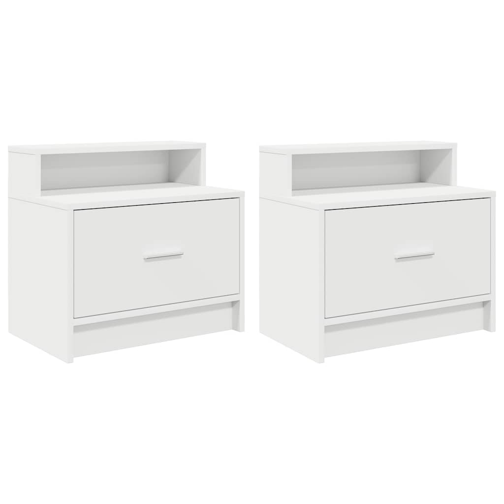 vidaXL Bedside Cabinets with Drawer 2 pcs White 51x31x47 cm 2
