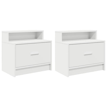 vidaXL Bedside Cabinets with Drawer 2 pcs White 51x31x47 cm 2