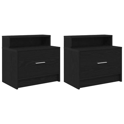 vidaXL Bedside Cabinets with Drawer 2 pcs Black Oak 51x31x47 cm 2