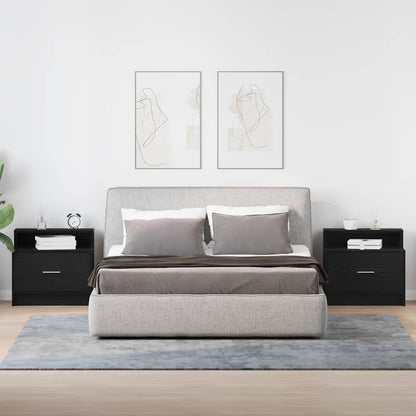 vidaXL Bedside Cabinets with Drawer 2 pcs Black Oak 51x31x47 cm 3