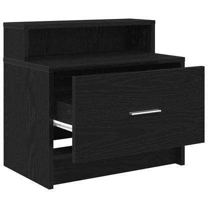 vidaXL Bedside Cabinets with Drawer 2 pcs Black Oak 51x31x47 cm 5