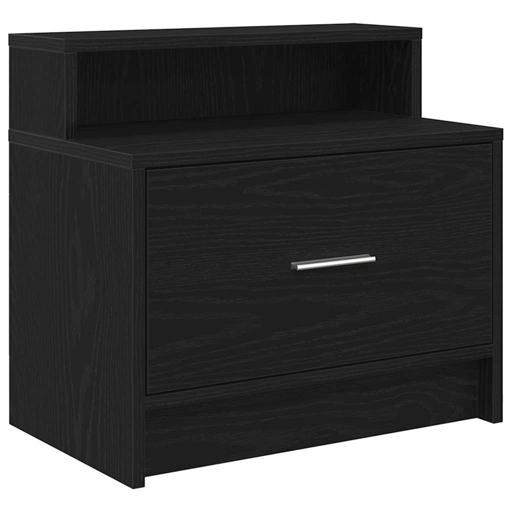 vidaXL Bedside Cabinets with Drawer 2 pcs Black Oak 51x31x47 cm 6