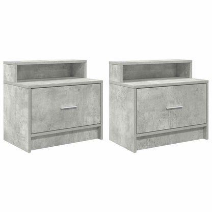 vidaXL Bedside Cabinets with Drawer 2 pcs Concrete Grey 51x31x47 cm 2