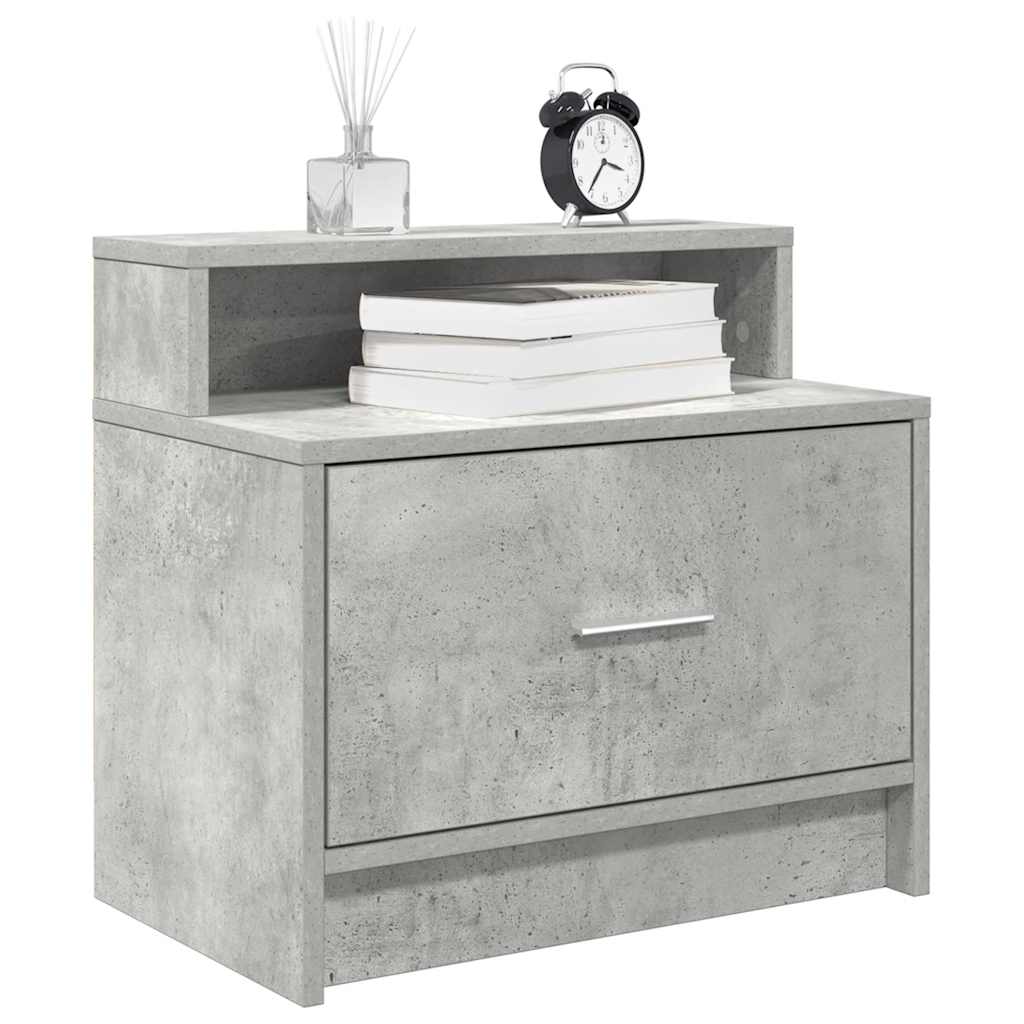 vidaXL Bedside Cabinets with Drawer 2 pcs Concrete Grey 51x31x47 cm 1