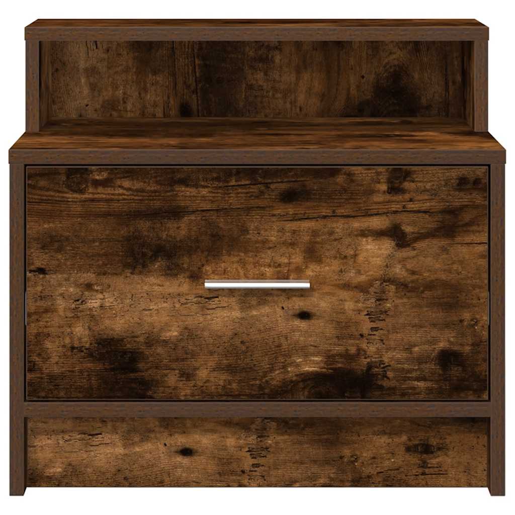 vidaXL Bedside Cabinets with Drawer 2 pcs Smoked Oak 51x31x47 cm 4