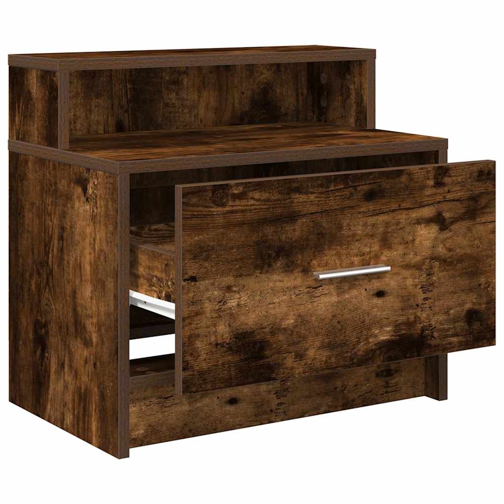 vidaXL Bedside Cabinets with Drawer 2 pcs Smoked Oak 51x31x47 cm 5