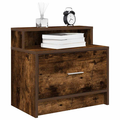 vidaXL Bedside Cabinets with Drawer 2 pcs Smoked Oak 51x31x47 cm 1