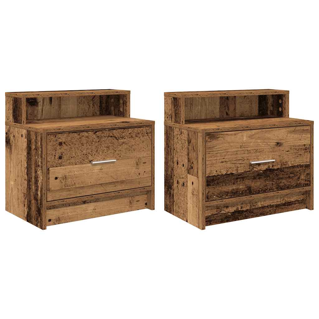 vidaXL Bedside Cabinets with Drawer 2 pcs Old Wood 51x31x47 cm 2