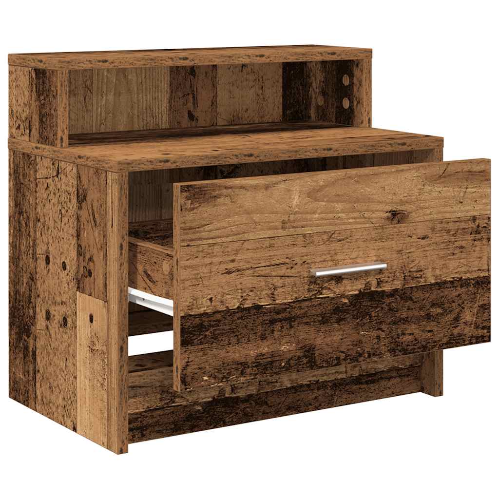 vidaXL Bedside Cabinets with Drawer 2 pcs Old Wood 51x31x47 cm 5