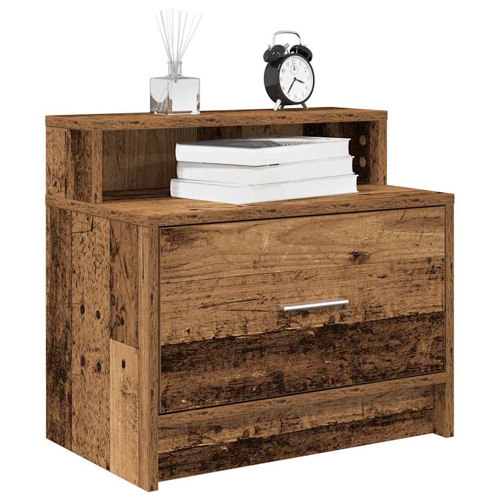 vidaXL Bedside Cabinets with Drawer 2 pcs Old Wood 51x31x47 cm 1