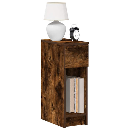 vidaXL Bedside Cabinets with Drawer 2 pcs Smoked Oak 20x36x60 cm 1