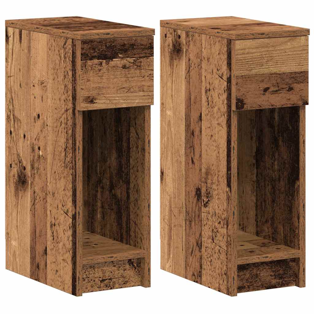 vidaXL Bedside Cabinets with Drawer 2 pcs Old Wood 20x36x60 cm 2