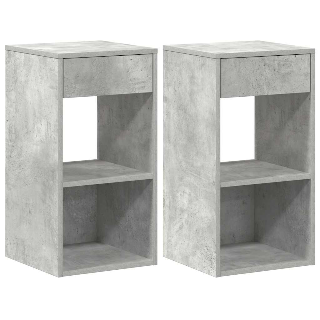 vidaXL Bedside Cabinets with Drawer 2 pcs Concrete Grey 35x34x66.5 cm 2