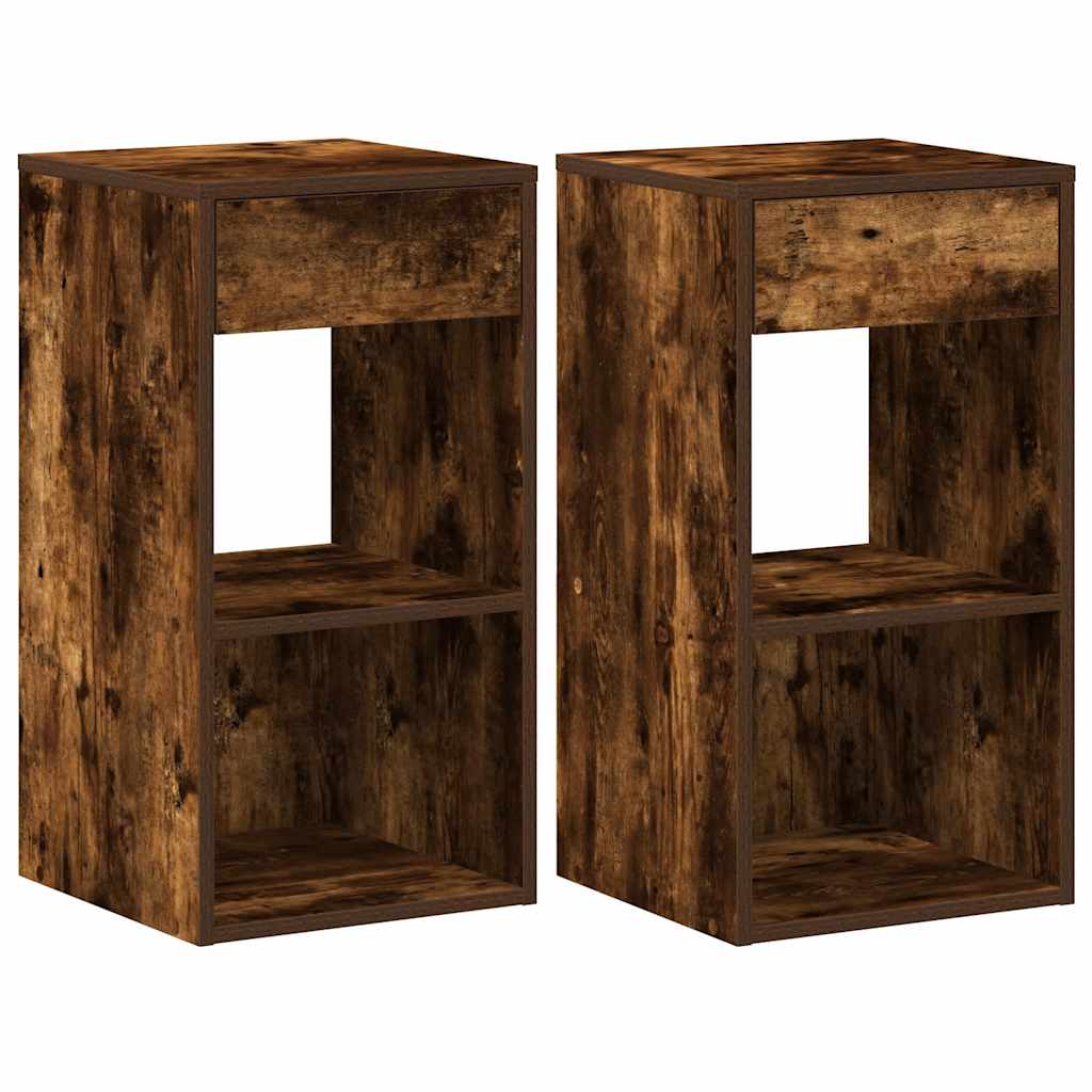 vidaXL Bedside Cabinets with Drawer 2 pcs Smoked Oak 35x34x66.5 cm 2