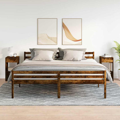vidaXL Bedside Cabinets with Drawer 2 pcs Smoked Oak 35x34x66.5 cm 3