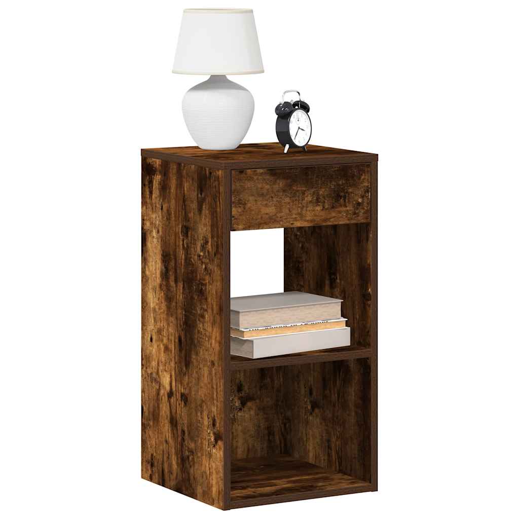 vidaXL Bedside Cabinets with Drawer 2 pcs Smoked Oak 35x34x66.5 cm 1