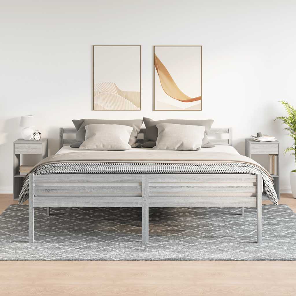 vidaXL Bedside Cabinets with Drawer 2 pcs Grey Sonoma 35x34x66.5 cm 3