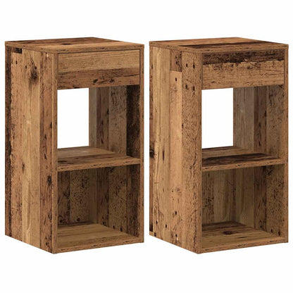 vidaXL Bedside Cabinets with Drawer 2 pcs Old Wood 35x34x66.5 cm 2