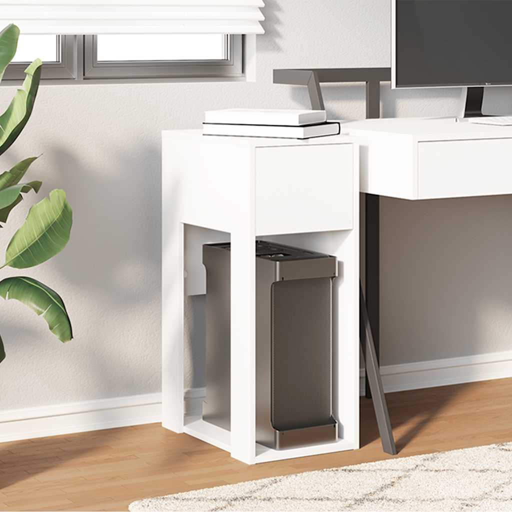 vidaXL Computer Tower Stand with Drawer White 30x44x74 cm 3