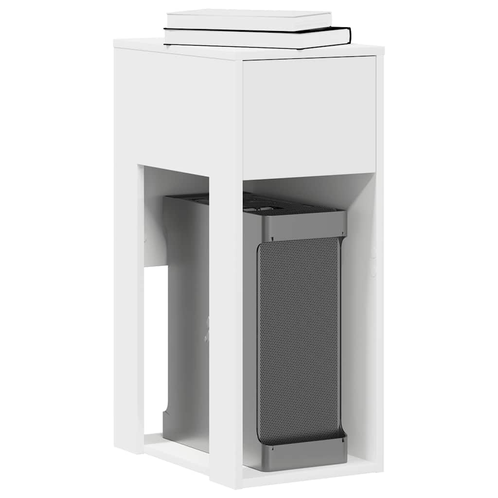 vidaXL Computer Tower Stand with Drawer White 30x44x74 cm 1