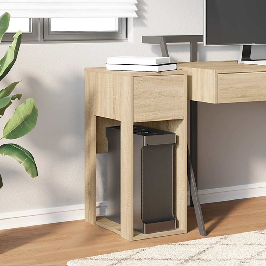vidaXL Computer Tower Stand with Drawer Sonoma Oak 30x44x74 cm 3