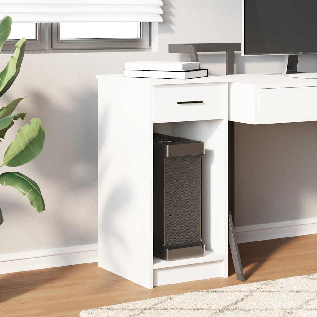 vidaXL Computer Tower Stand with Drawer White 35x45x77 cm 3