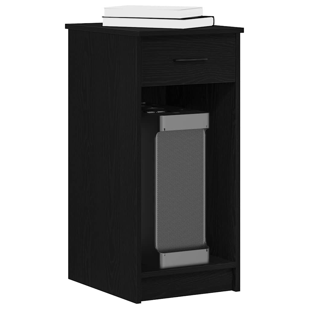 vidaXL Computer Tower Stand with Drawer Black 35x45x77 cm 1