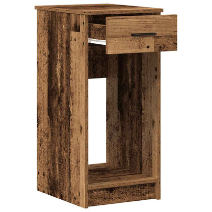 vidaXL Computer Tower Stand with Drawer Old Wood 35x45x77 cm 4