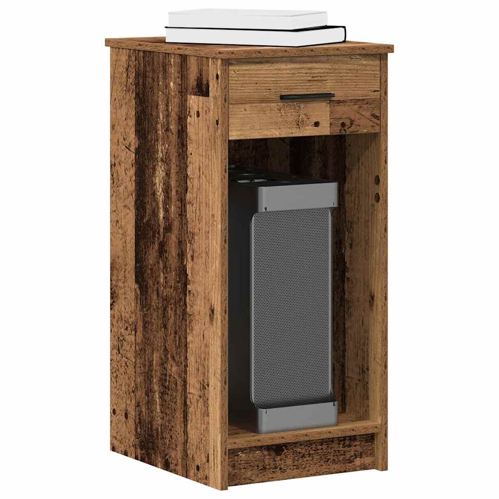 vidaXL Computer Tower Stand with Drawer Old Wood 35x45x77 cm 1