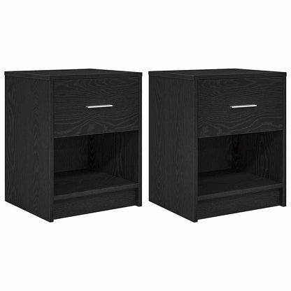 vidaXL Bedside Cabinets 2 pcs with Drawer Black 40x34x50 cm 2