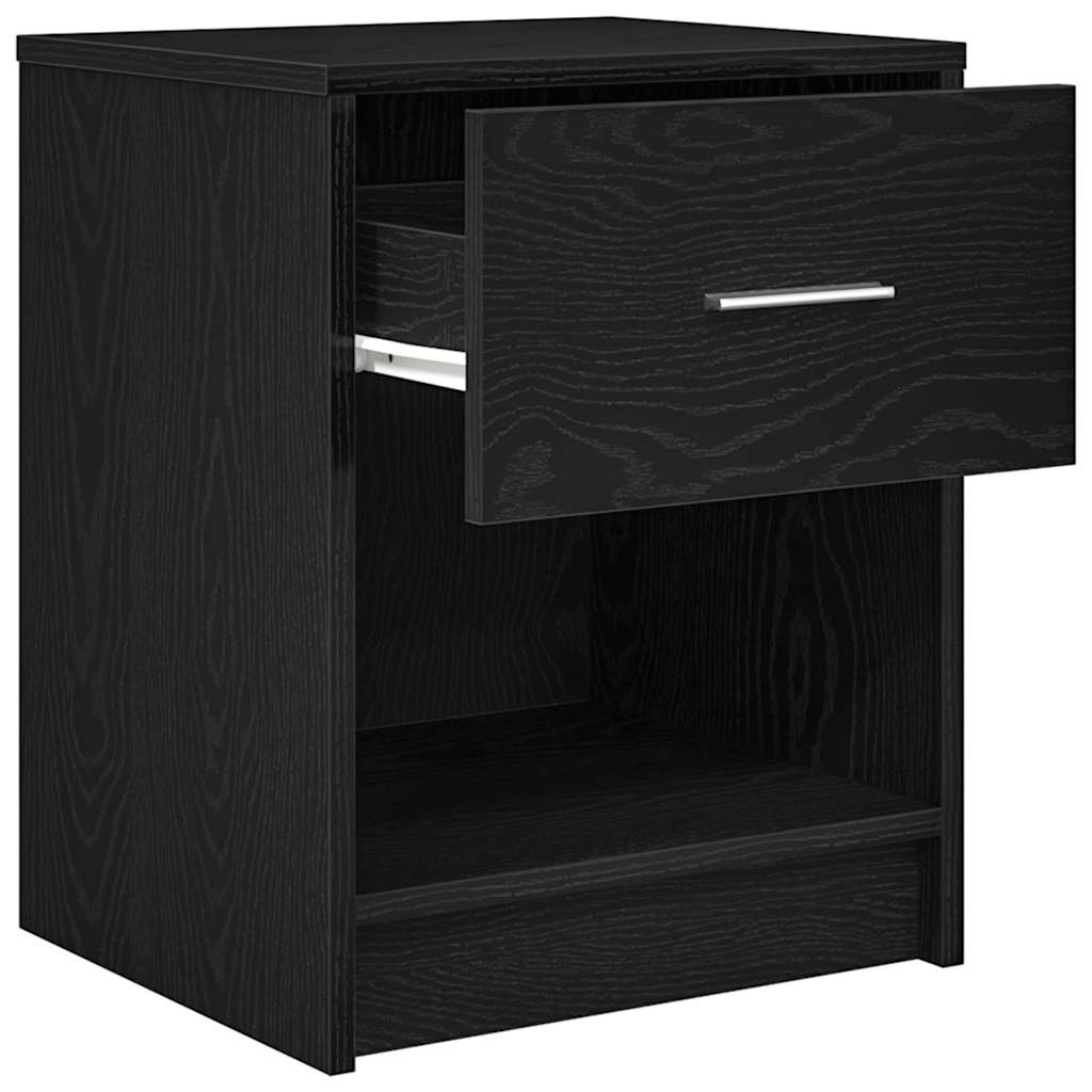 vidaXL Bedside Cabinets 2 pcs with Drawer Black 40x34x50 cm 5