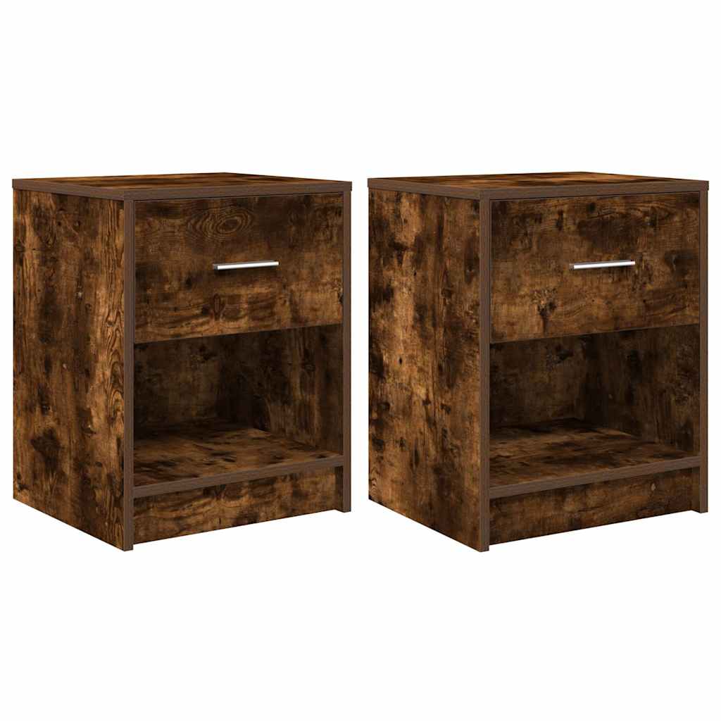 vidaXL Bedside Cabinets 2 pcs with Drawer Smoked Oak 40x34x50 cm 2