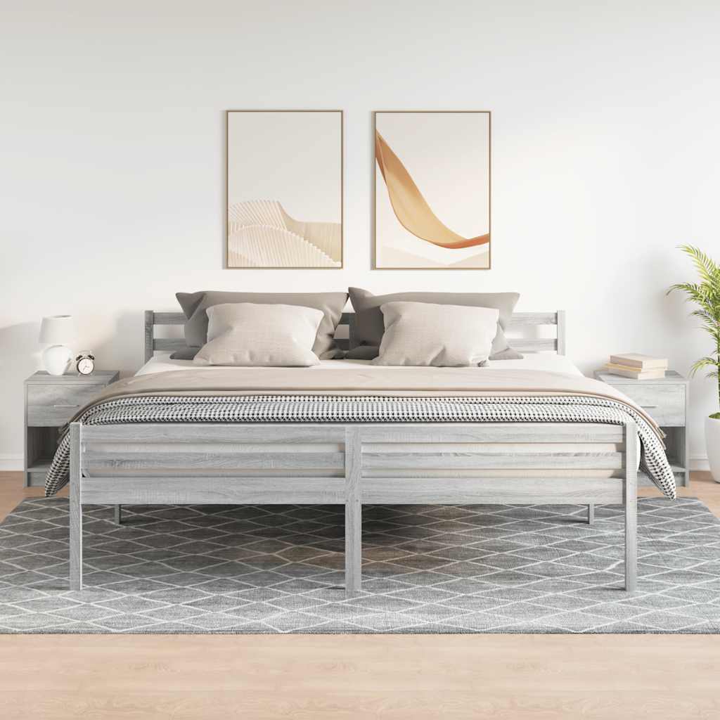 vidaXL Bedside Cabinets 2 pcs with Drawer Grey Sonoma 40x34x50 cm 3