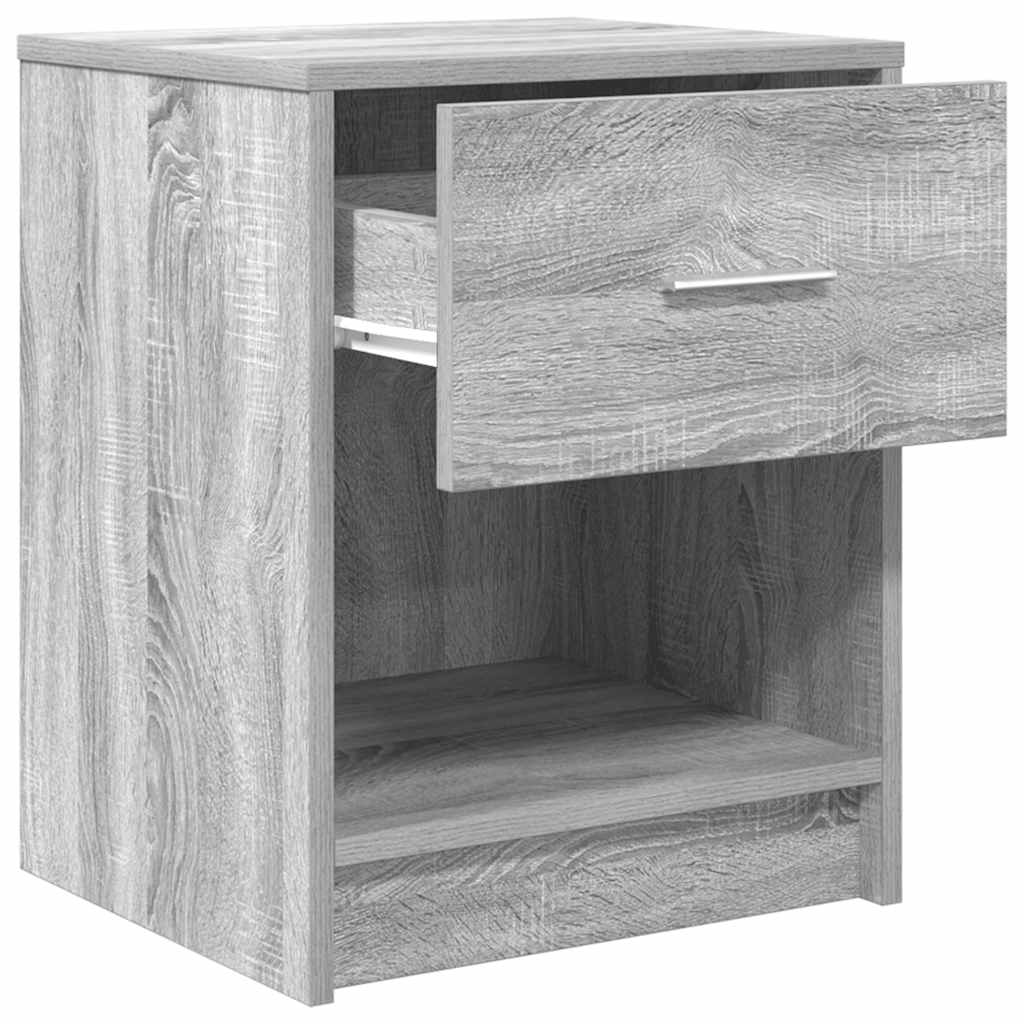 vidaXL Bedside Cabinets 2 pcs with Drawer Grey Sonoma 40x34x50 cm 5