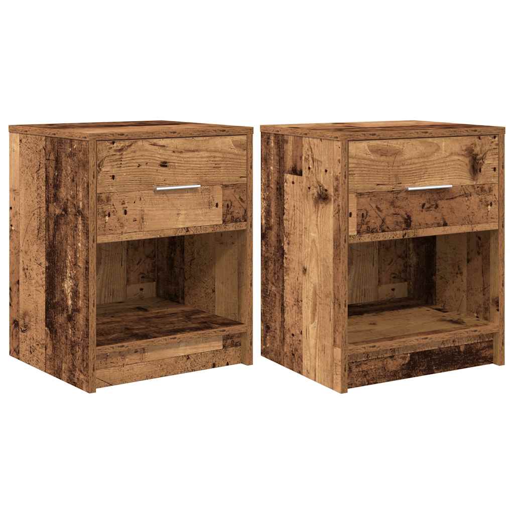 vidaXL Bedside Cabinets 2 pcs with Drawer Old Wood 40x34x50 cm 2