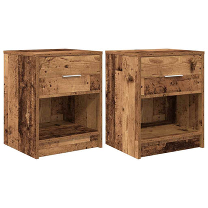 vidaXL Bedside Cabinets 2 pcs with Drawer Old Wood 40x34x50 cm 2