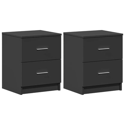 vidaXL Bedside Cabinets 2 pcs with 2 Drawers Black 40x36x50 cm 2