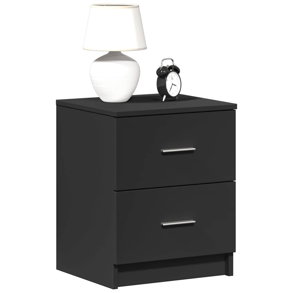 vidaXL Bedside Cabinets 2 pcs with 2 Drawers Black 40x36x50 cm 1