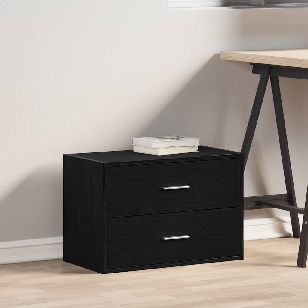 vidaXL Cabinet with 2 Drawers Black Oak 60x31x40 cm Engineered Wood 3