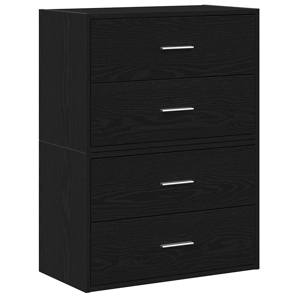 vidaXL Cabinets with 4 Drawers 2 pcs Black Oak 60x31x40 cm Engineered Wood 2