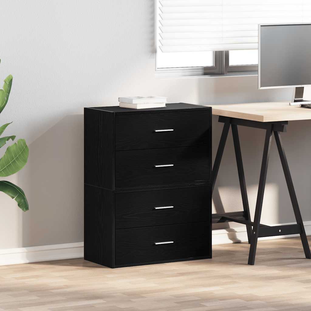 vidaXL Cabinets with 4 Drawers 2 pcs Black Oak 60x31x40 cm Engineered Wood 3