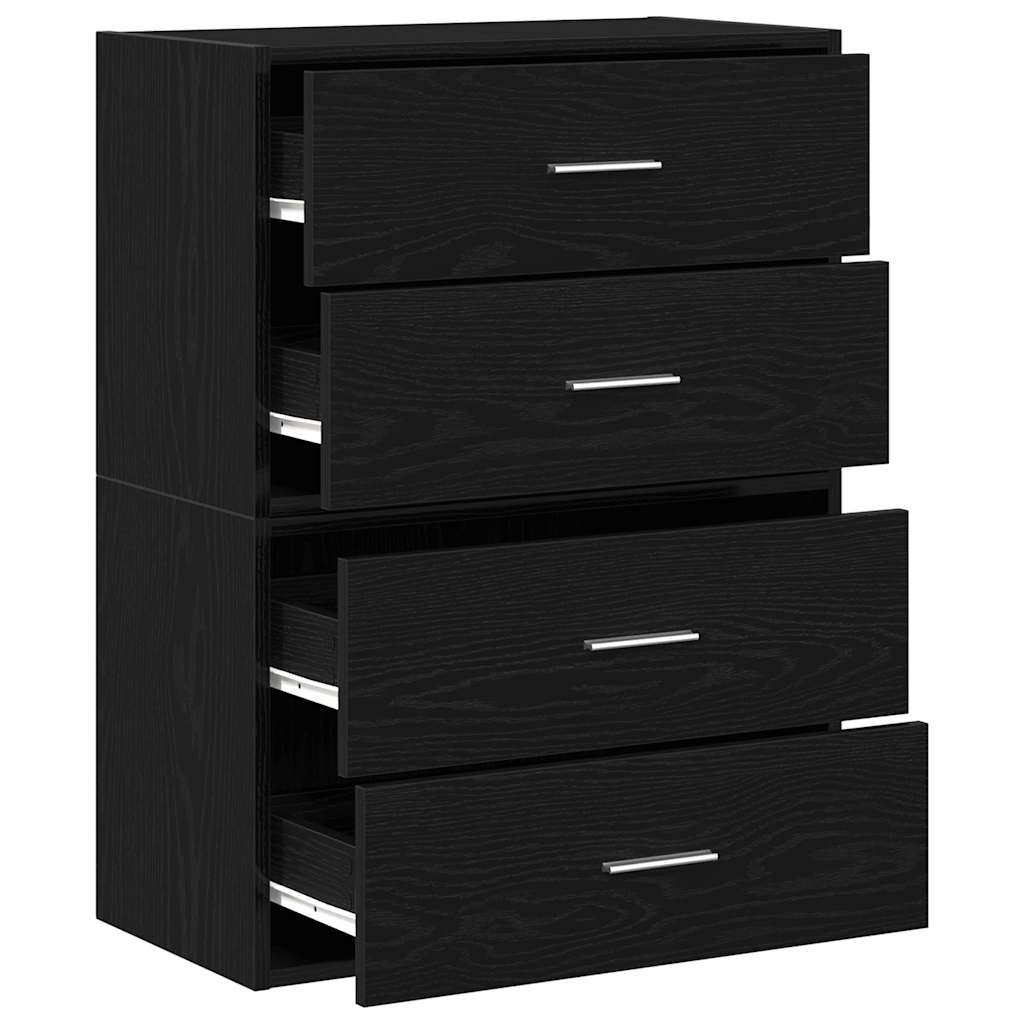 vidaXL Cabinets with 4 Drawers 2 pcs Black Oak 60x31x40 cm Engineered Wood 5