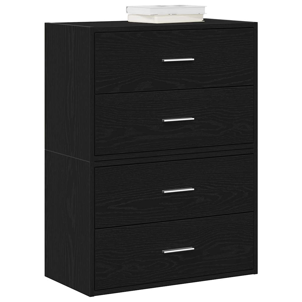 vidaXL Cabinets with 4 Drawers 2 pcs Black Oak 60x31x40 cm Engineered Wood 1
