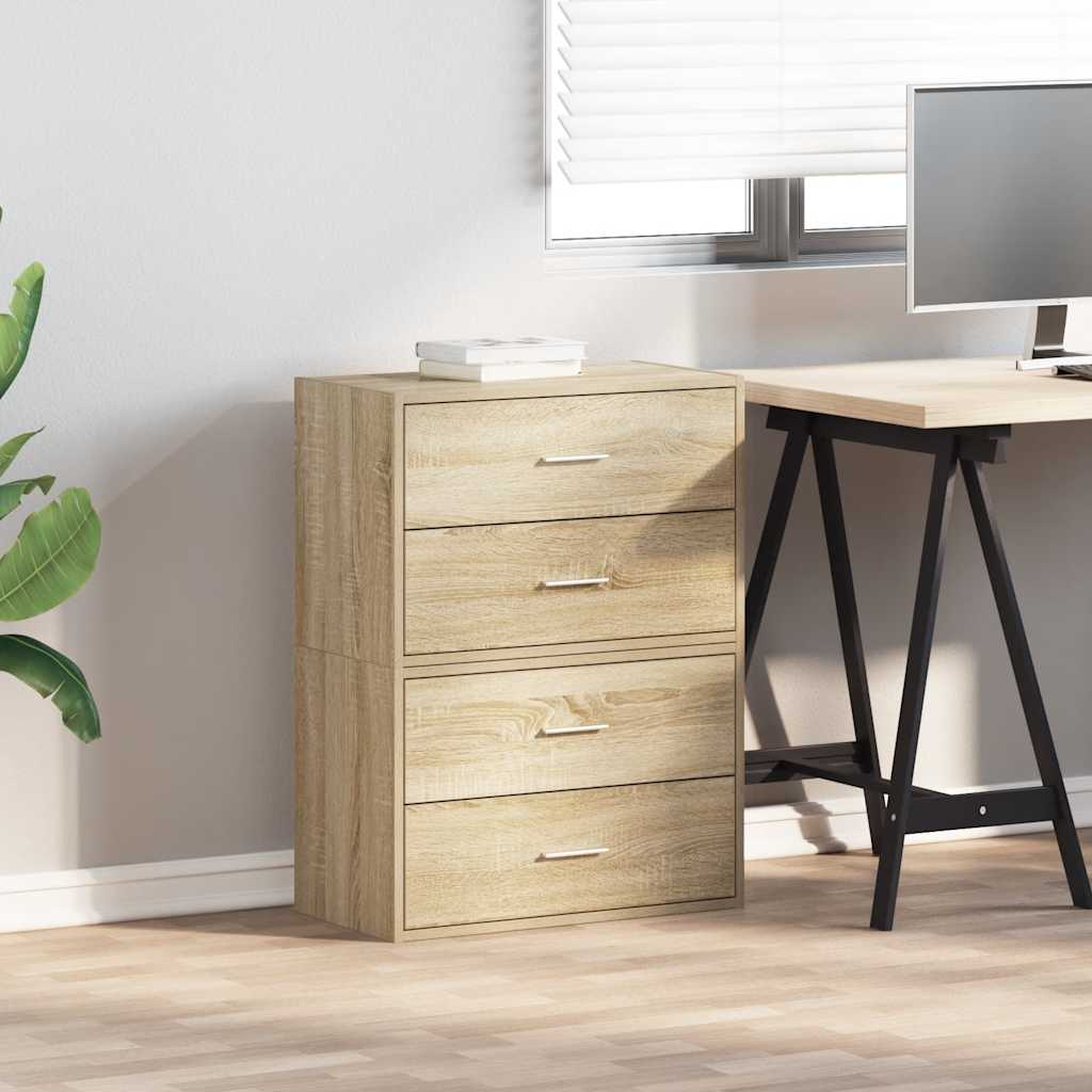 vidaXL Cabinets with 4 Drawers 2 pcs Sonoma Oak 60x31x40 cm Engineered Wood 3