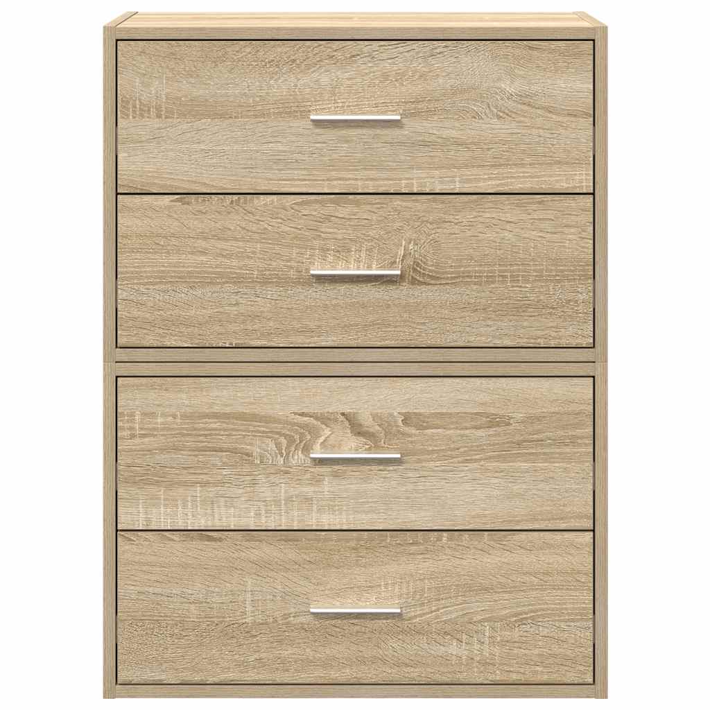 vidaXL Cabinets with 4 Drawers 2 pcs Sonoma Oak 60x31x40 cm Engineered Wood 4