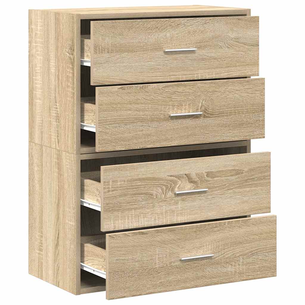 vidaXL Cabinets with 4 Drawers 2 pcs Sonoma Oak 60x31x40 cm Engineered Wood 5